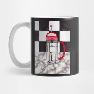 French Press Surrealist Painting for Coffee Lovers Mug